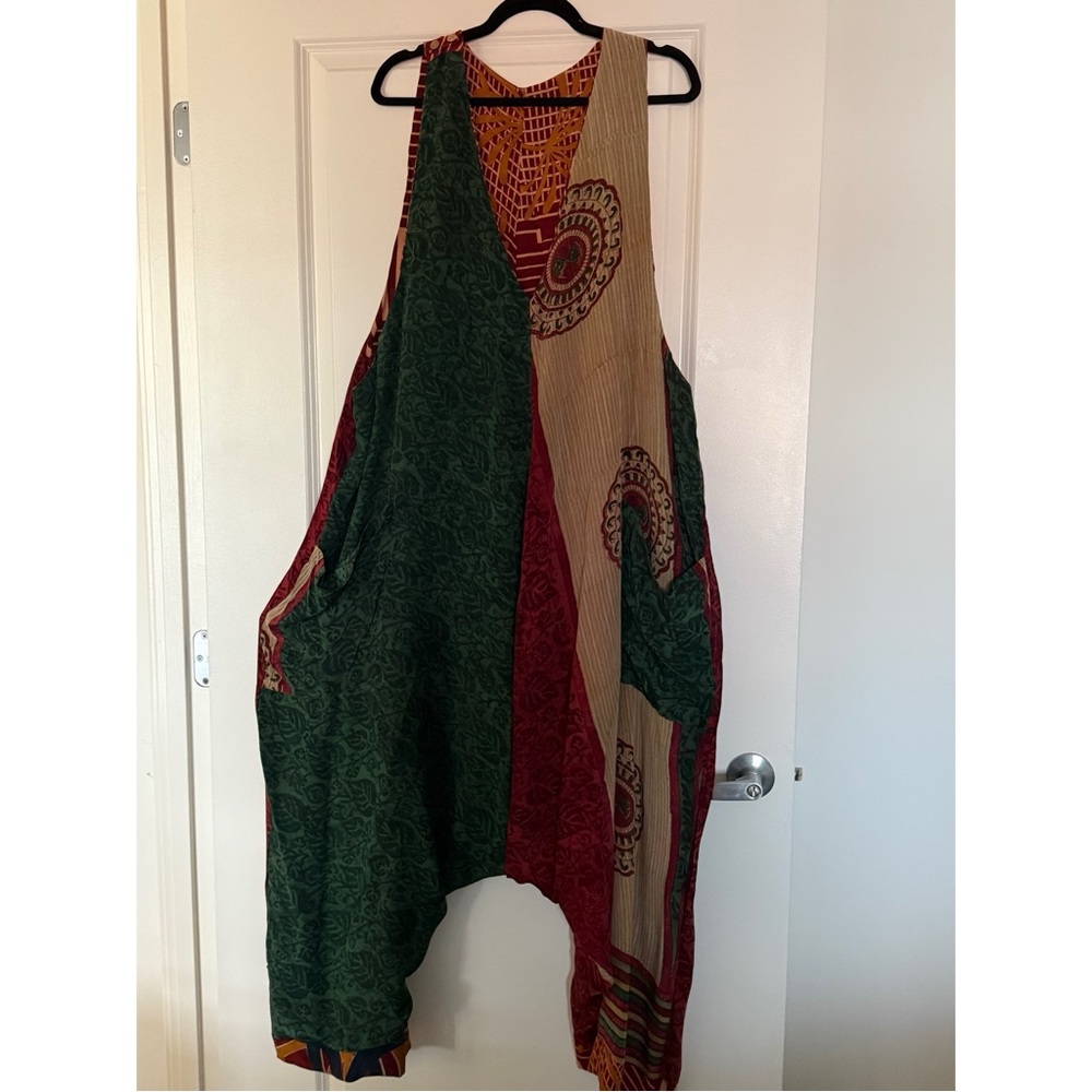 NWT - Kantha Bae Silk Colorful Patchwork Jumpsuit